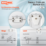 Cooler Repair Kit (White) - 2 hinges, 1 latch,  post & screws for most Igloo coolers