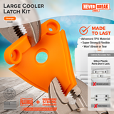 Cooler Latches (orange) - 2 latches, posts and screws for most Igloo coolers