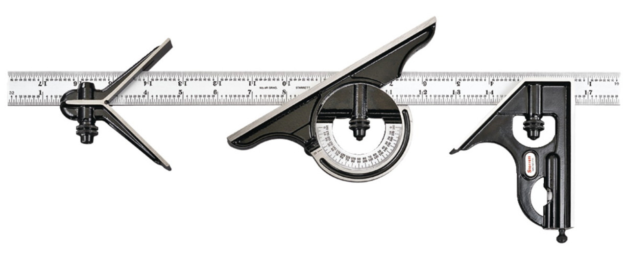 Starrett 18" Combination Set with Square, Center and Reversible Protractor  Head and Blade C434-18-4R Light Tool Supply