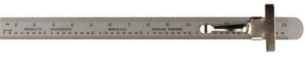 64 - Stainless Steel 6 Two-Sided Ruler with Clip - Inch/Decimal