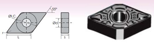 DNMG/DF 55° BLACK DIAMOND COATED CARBIDE INSERTS - 6033-0432