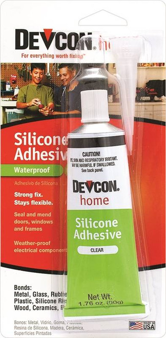 Devcon S120 VersaChem Silicone Adhesive, 1 oz, Carded Tube, Clear, Vinegar, Paste - 62-672-1