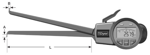 Dyer 652 Series Electronic "Longer Reach" Direct Reading O-Ring/Groove Gage, 5.11-7.08"/130-180mm - 652-112