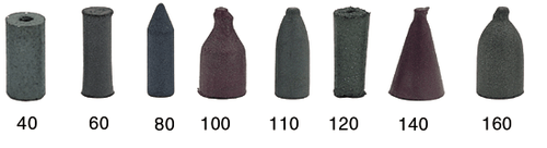 Rubberized Abrasive Cylinder,Taper, Pointed and Bullet Shaped Points For Use with Mandrels - 88-640-8
