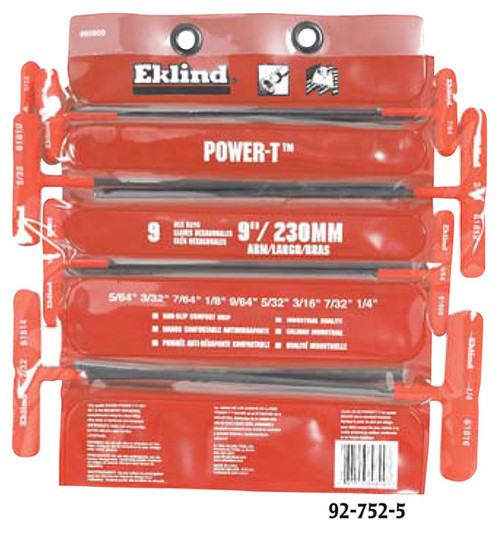Eklind Power-T T-Handle Ball End Hex Key Set 60811, 11 pcs. - 92-753-3