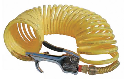 Nylon Self-Storing Hose & Blow Gun Set, Thumb Lever/Rigid Fittings, 1/4" NPT, 25 ft. - 93-281-4