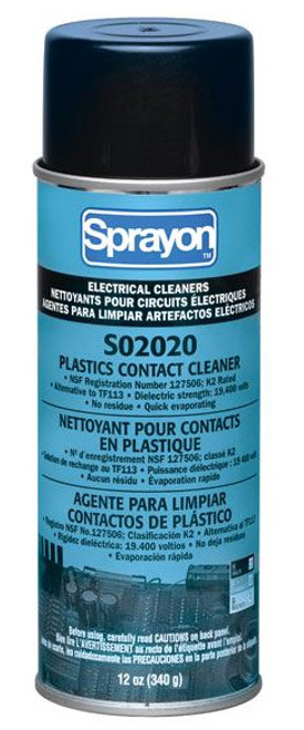 Sprayon Contact Cleaner #S02020, 12 oz. Contact Cleaner for Plastics - 96-004-448 Sprayon Contact Cleaner #S02020, 12 oz. Contact Cleaner for Plastics - 96-004-448