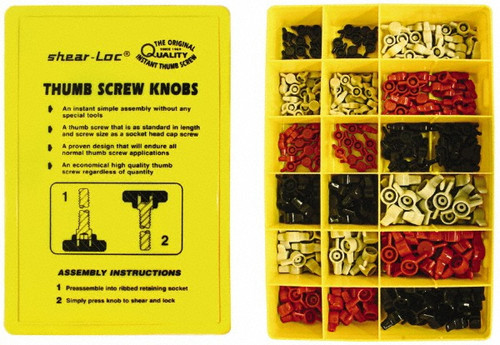 Press Fit Thumb Screw Knobs Set (300 Pieces, Screw Assortment, Tee Head) - 99-613-2