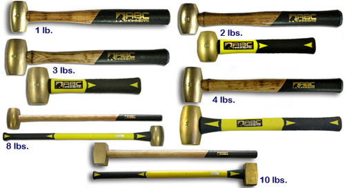 ABC Brass Hammer, 3 lb. with 15" Wood Handle - ABC3BW