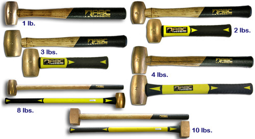 ABC Bronze Hammer, 5 lb. with 15" Fiberglass Handle - ABC5BZF ABC Bronze Hammer, 5 lb. with 15" Fiberglass Handle - ABC5BZF