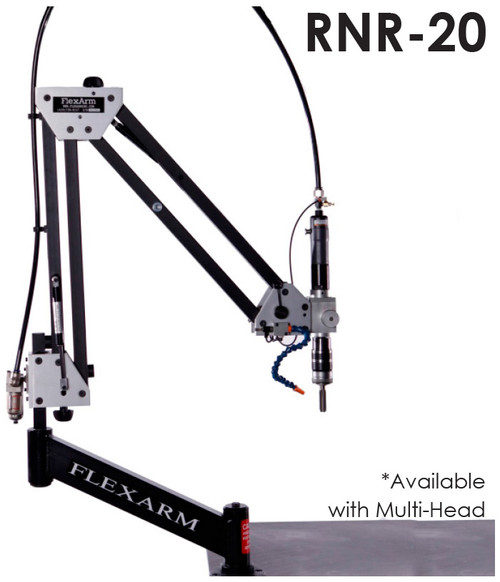 FlexArm Pneumatic Tapping Arm Series RNR-20 w/ Multi-Position Head, 14-72" Range, 100/400 RPM - RNRM20-4