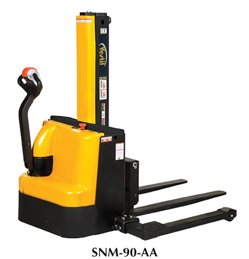 Vestil Narrow Mast Stacker w/Powered Drive & Lift Adjustable Forks - SNM-90-AA Vestil Narrow Mast Stacker w/Powered Drive & Lift Adjustable Forks - SNM-90-AA