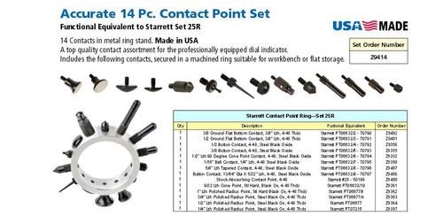 Accurate 14 Piece Contact Point Ring Gage Set - Z9414