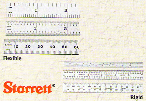Starrett 6" Steel Rules, Satin Chrome Finish Starrett 6" Steel Rules, Satin Chrome Finish
