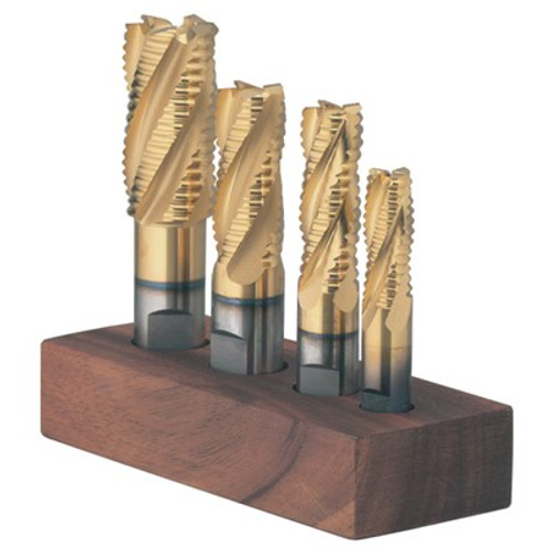 Precise 4 Piece M42 Cobalt Coarse Tooth Roughing Single End Mill Set - 08-203-296