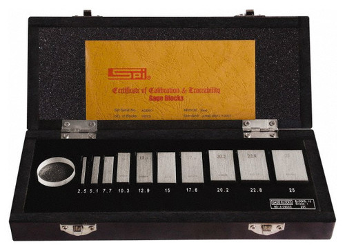 SPI Micrometer Calibration Set, Metric, Grade 1, 10 Blocks, 1 Flat, 2.5 - 25mm - 11-349-8 SPI Micrometer Calibration Set, Metric, Grade 1, 10 Blocks, 1 Flat, 2.5 - 25mm - 11-349-8