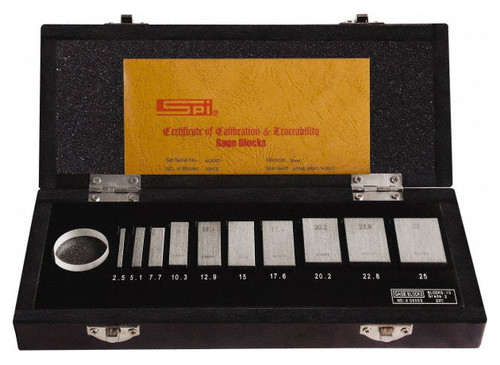 SPI Micrometer Calibration Set, Metric, Grade 2, 10 Blocks, 1 Flat, 2.5 - 25mm - 11-350-6 SPI Micrometer Calibration Set, Metric, Grade 2, 10 Blocks, 1 Flat, 2.5 - 25mm - 11-350-6