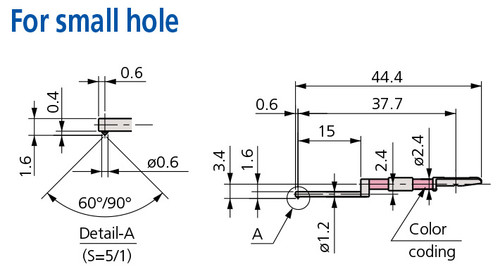 Mitutoyo Small Hole Stylus, Tip Angle 90°, Tip Radius (5µm) - 12AAB404 Mitutoyo Small Hole Stylus, Tip Angle 90°, Tip Radius (5µm) - 12AAB404
