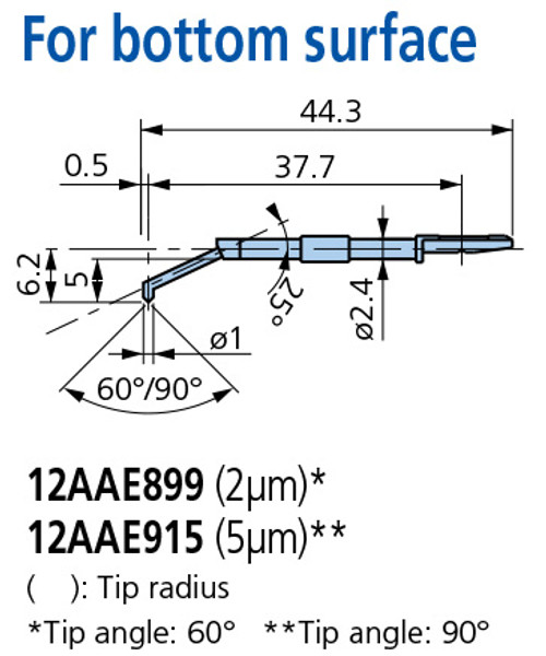 Mitutoyo Standard Stylus, Tip Angle 60°, Tip Radius (2µm