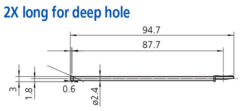 Mitutoyo 2X Stylus for Long Deep Hole, Tip Angle 90°, Tip Radius (5µm) - 12AAE914 Mitutoyo 2X Stylus for Long Deep Hole, Tip Angle 90°, Tip Radius (5µm) - 12AAE914