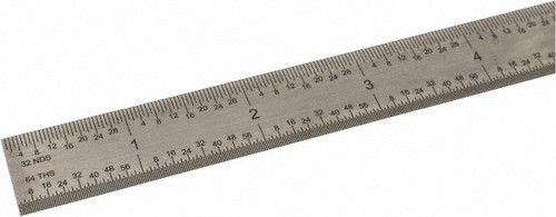 SPI Flexible Steel Rule, Satin Chrome Finish, 36"/900mm E/M - 13-956-8