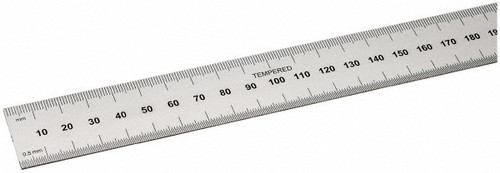 SPI Rigid Steel Rule, Satin Chrome Finish, 450mm M - 14-459-2