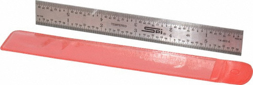 SPI Rigid Steel Rule, Tempered Steel Finish, 6" 4R - 14-462-6