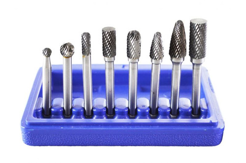 Astro Pneumatic 8pc. Double Cut Carbide Rotary Burr Set 1/4" Shank in Blow Molded Case - 2181