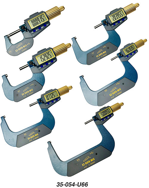 iGaging X-Large Display Electronic Bluetooth Capable Micrometer 0-6"/0-150mm 6 Piece Set - 35-054-U66