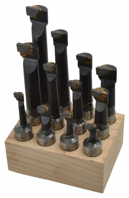 Carbide Tipped Boring Bars 12 Piece Set, Grade C-2, 5/8" Shank - 43-732-7