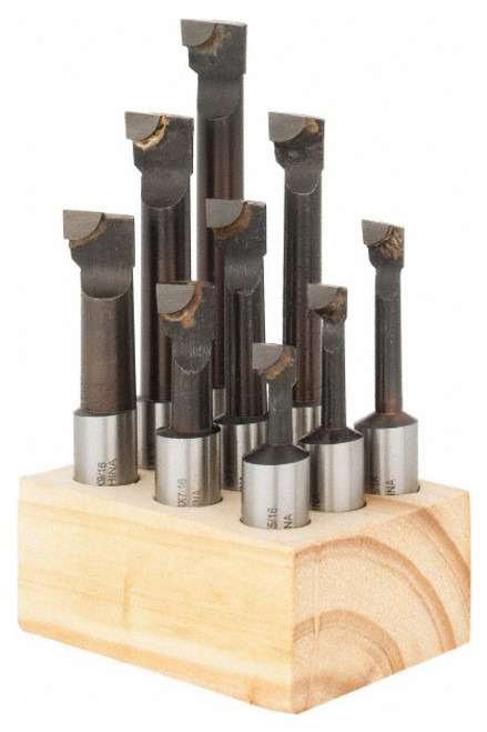 Carbide Tipped Boring Bars 9 Piece Set, Grade C-6, 1/2" Shank - 43-773-1