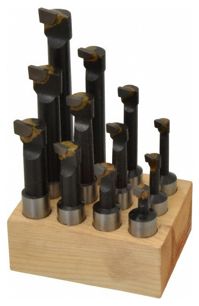 Carbide Tipped Boring Bars 12 Piece Set, Grade C-6, 5/8" Shank - 43-786-3