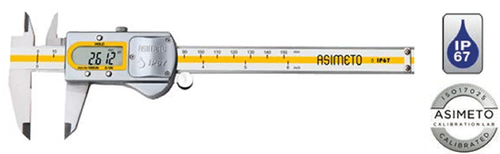 Asimeto IP67 Coolant Proof Digital Caliper, 0-6" - 7305062