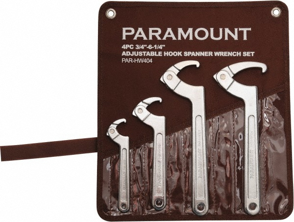 Paramount Adjustable Hook Spanner Wrench Set, 3/4 to 6-1/4