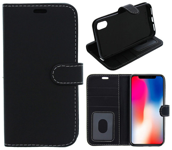 For Alcatel 3 2019 Phone Case, Cover, Wallet, Slots, PU Leather / Gel - Black