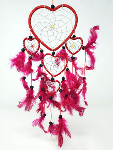 4.5" Heart Dream Catcher with Feathers & Beads 4.5" Heart Dream Catcher with Feathers & Beads