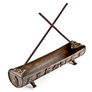 Half Round Tibetan Mantra Incense Burner Antique Half Round Tibetan Mantra Incense Burner Antique