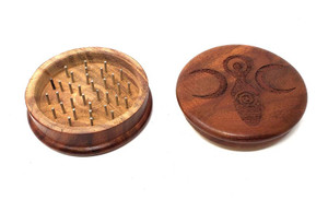 Goddess of Earth Carved Wooden Herb Grinder 3" Round Goddess of Earth Carved Wooden Herb Grinder 3" Round