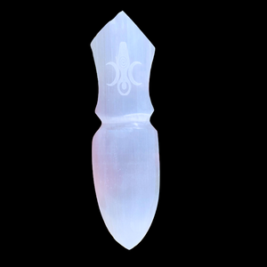 Selenite Goddess of Earth Carved Altar Athame 8" Selenite Goddess of Earth Carved Altar Athame 8"