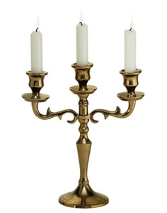 Solid Brass 3 Light Candle Holder (9''L x 9''H) Solid Brass 3 Light Candle Holder (9''L x 9''H)