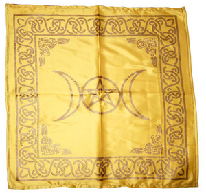 Triple Moon with Pentagram Altar Cloth Golden print on Beige ( Gold ) 21x21" Triple Moon with Pentagram Altar Cloth Golden print on Beige ( Gold ) 21x21"