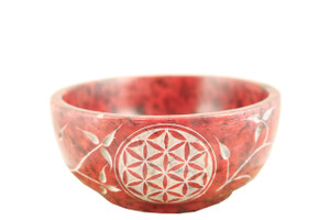 Red Flowers Stone Smudge Bowl 4'' Red Flowers Stone Smudge Bowl 4''