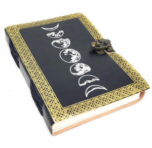 Moon Phase Gold & Silver Leather Journal 5x7" with Latch Closure Moon Phase Gold & Silver Leather Journal 5x7" with Latch Closure