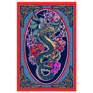 3D Dragons Flowers Tapestry 3D Dragons Flowers Tapestry