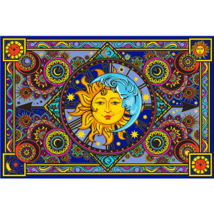 3D Sun Moon Clock Tapestry 3D Sun Moon Clock Tapestry