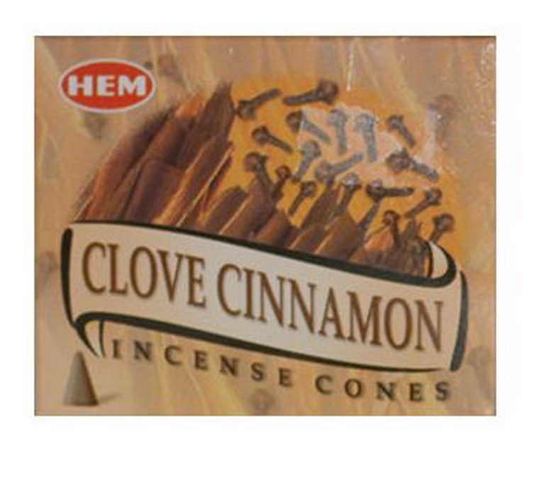 Hem Incense Cones -1 Box of 10 Cones - Clove Cinnamon