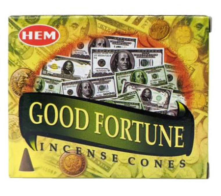 Hem Incense Cones -1 Box of 10 Cones / Good Fortune
