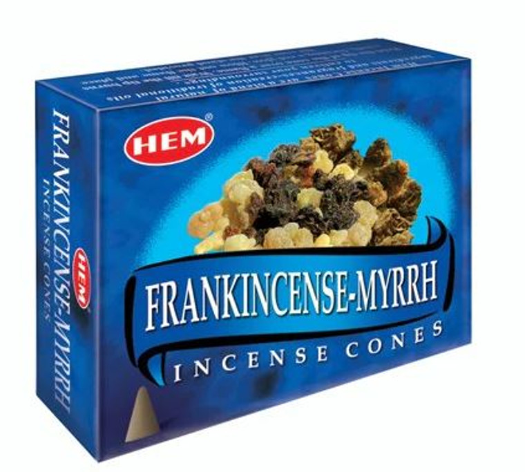 Hem Incense Cones -1 Box of 10 Cones - Frankincense & Myrrh