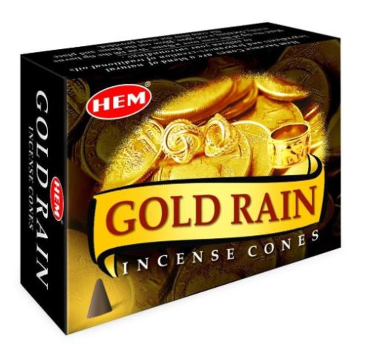 Hem Incense Cones -1 Box of 10 Cones - Gold Rain