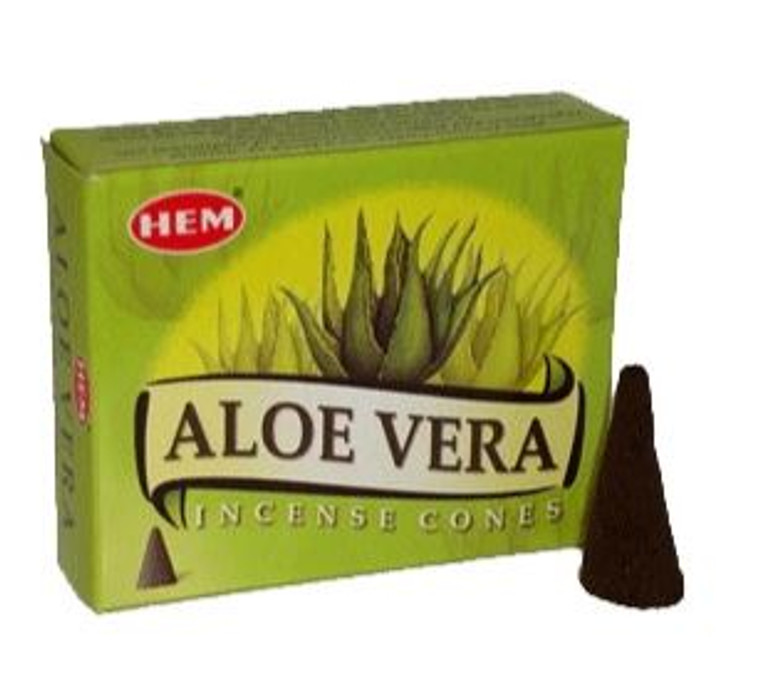 Hem Incense Cones -1 Box of 10 Cones - Aloe Vera